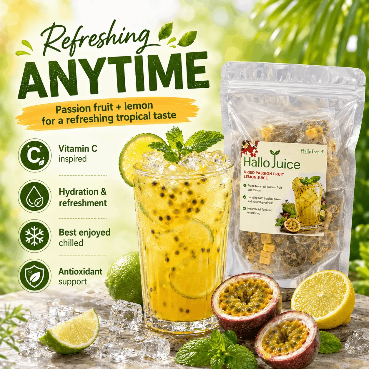 Hallo Dried Passion Fruit Lemon Juice angle 4